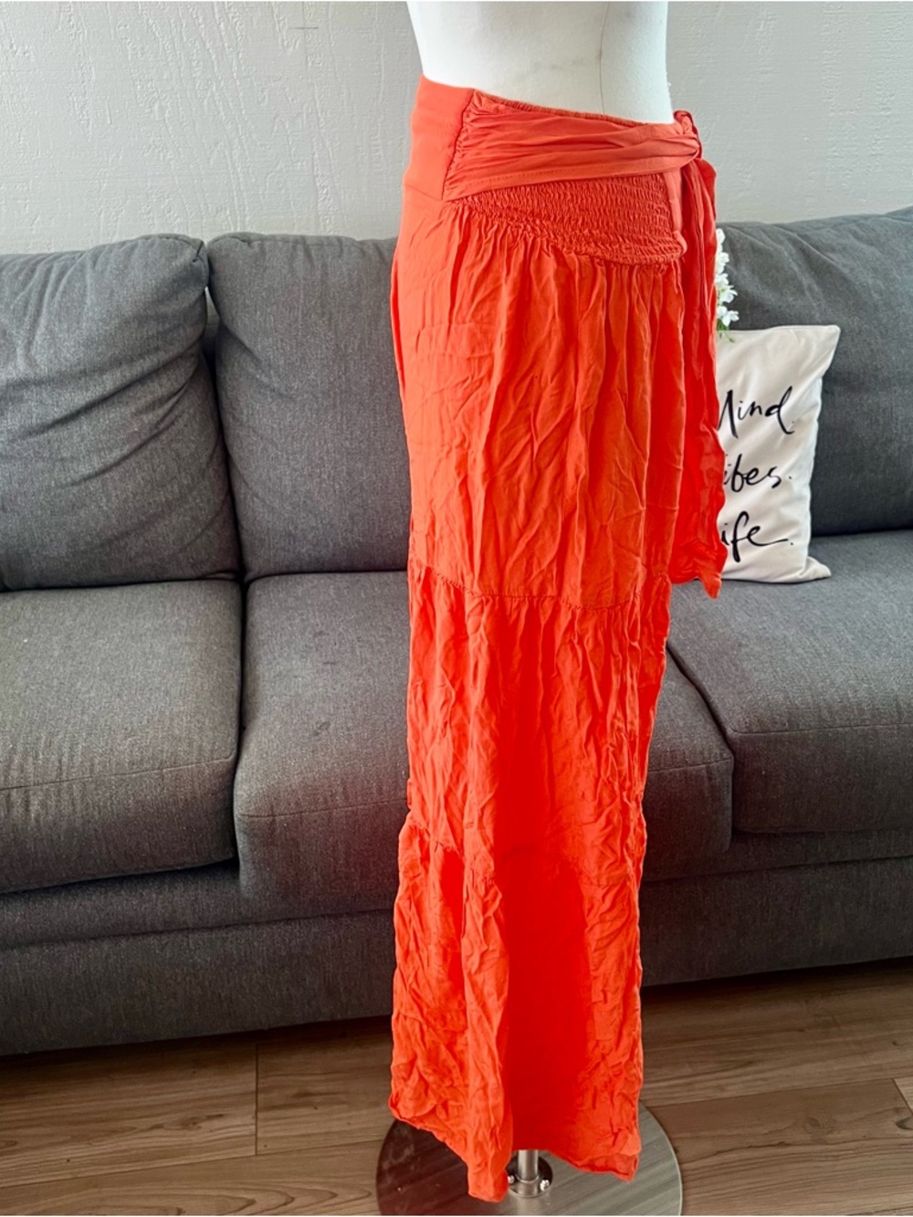 Boho Orange Wide Leg Pants - Picture 6 of 8